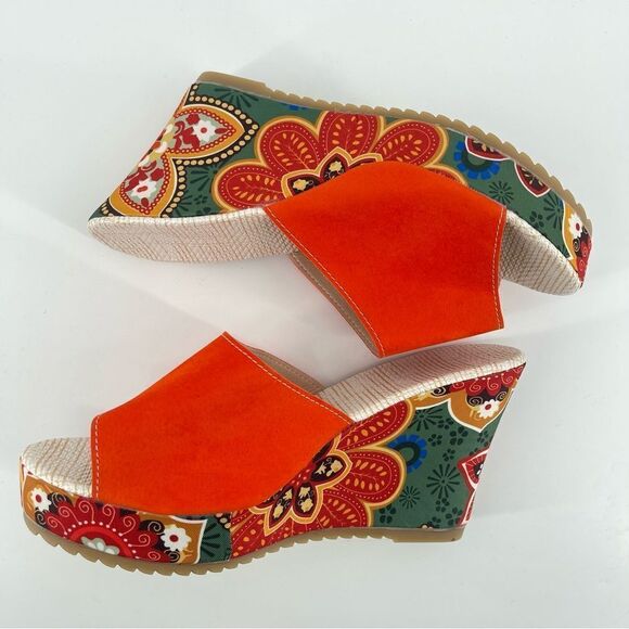 SHEIN Women’s Colorful Paisley Floral Slip-On Platform Wedge Sandals Size 8.5 - Picture 12 of 14